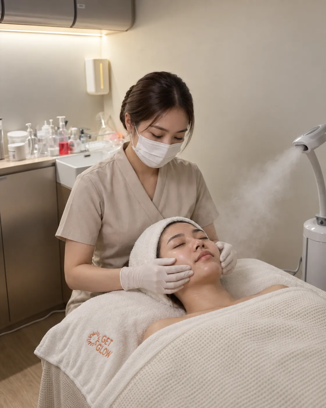ขั้นตอนอบโอโซนและดูดสิวเสี้ยนที่ GETGLOW Clinic สยามสแควร์วัน