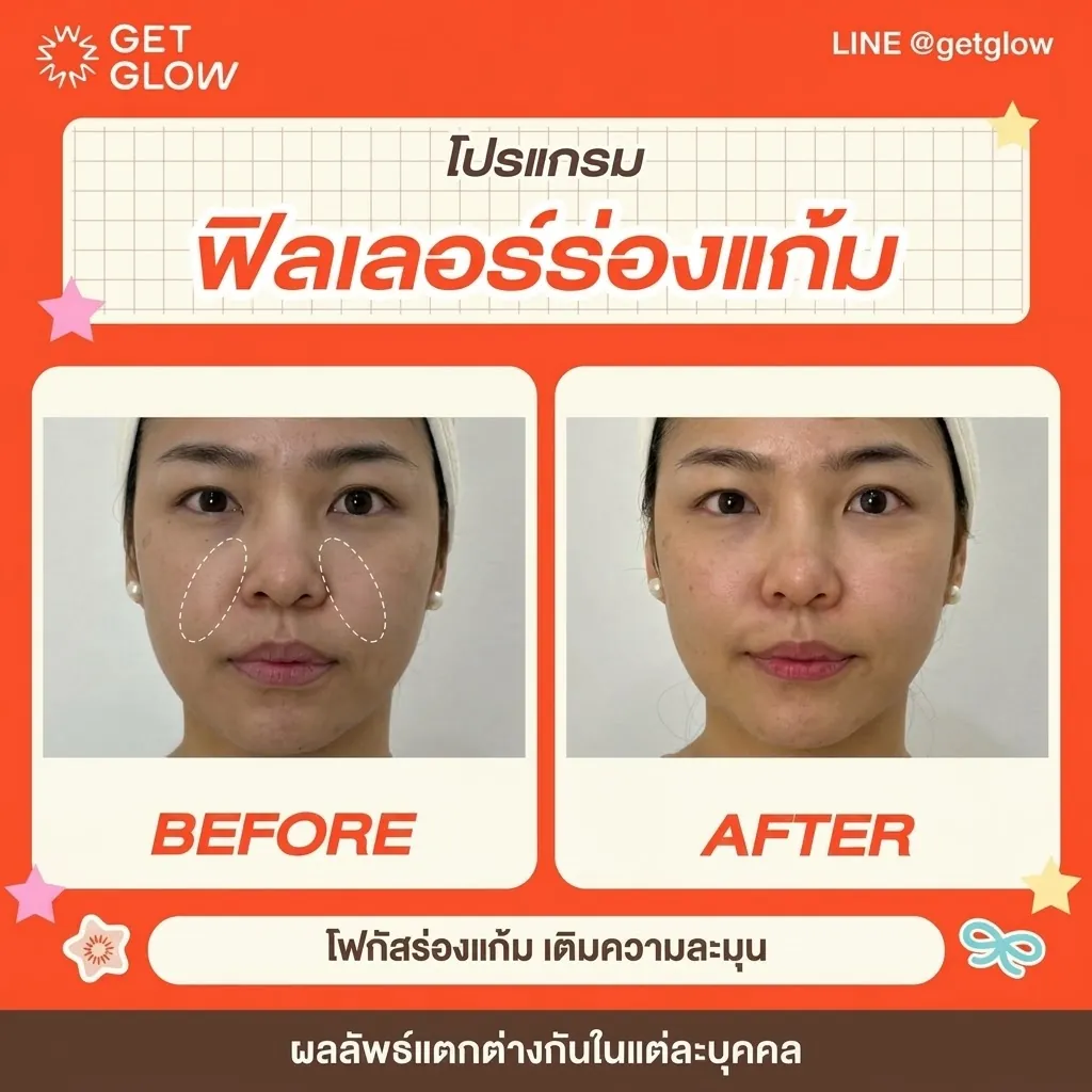 รีวิวจริง ฟิลเลอร์ — ร่องแก้ม ที่ GETGLOW Clinic สยามสแควร์วัน