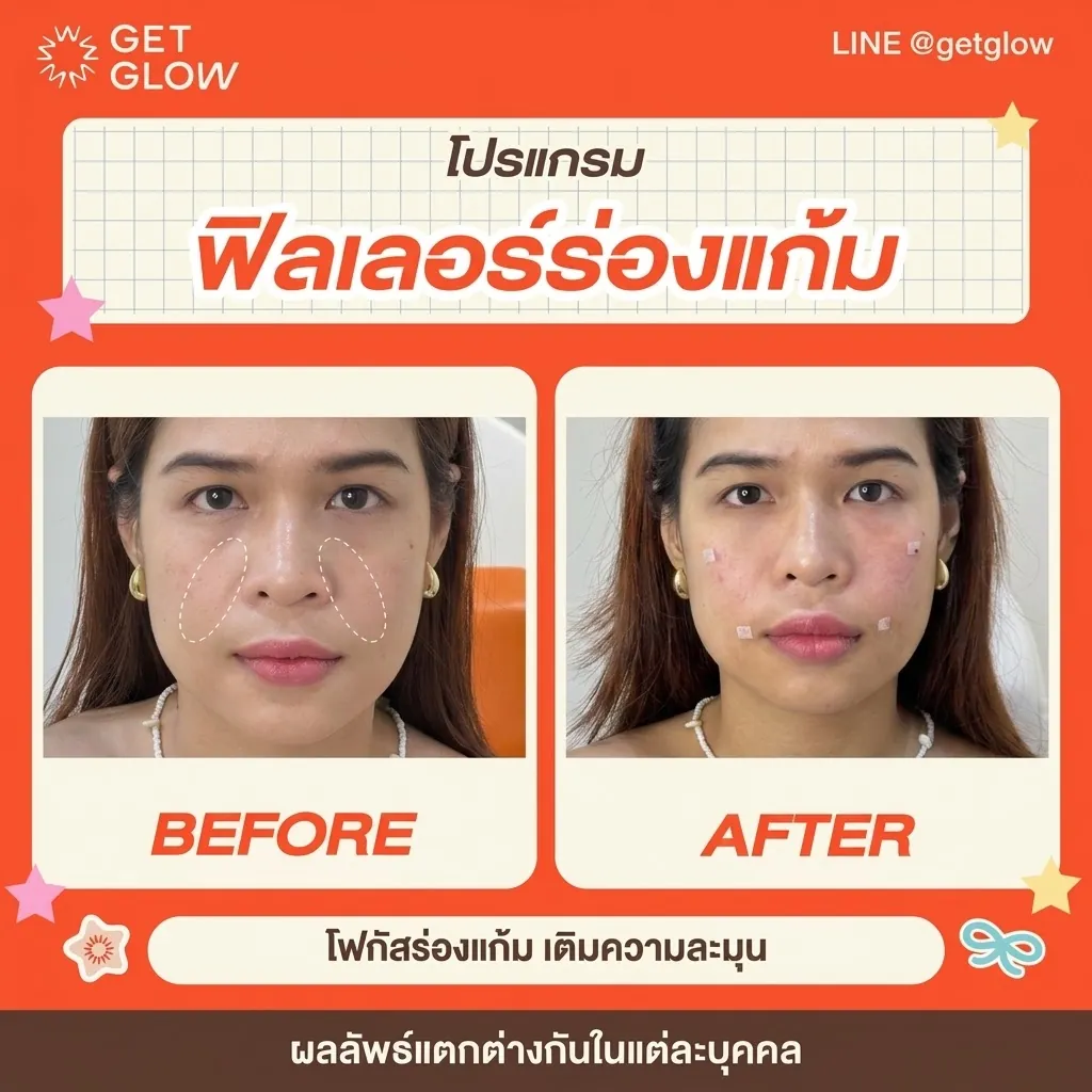 รีวิวจริง ฟิลเลอร์ — ร่องแก้ม ที่ GETGLOW Clinic สยามสแควร์วัน